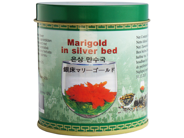 Green Tea Marigold In Silver Bed