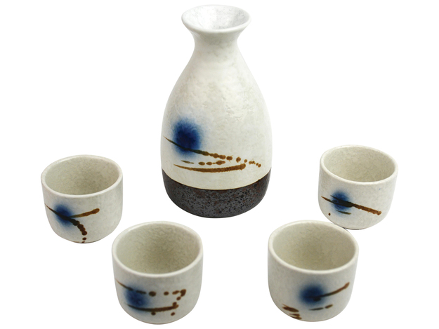 Japanisches Sake Set D (Topf & 4 Becher)