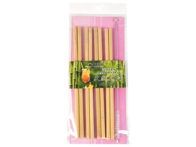 Bamboo Straw Reusable Brush Brown