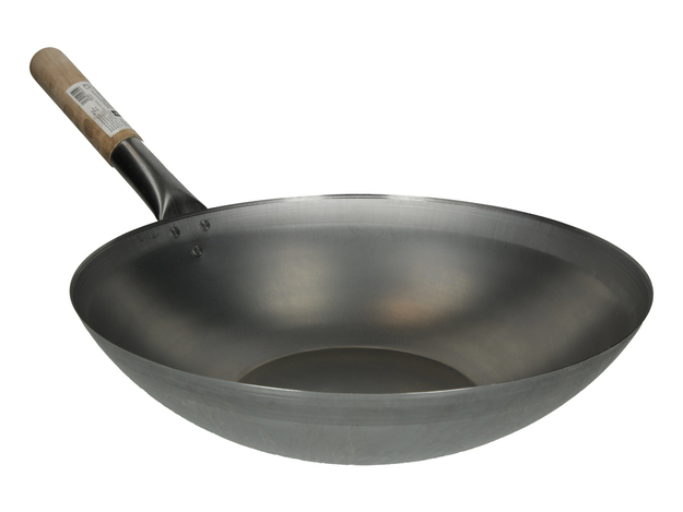 Flat Wok with Wooden Handle (38 cm)