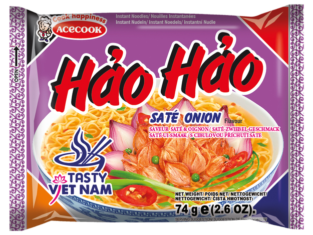 Hao Hao Instant Noodles Saté Onion smaak 74 g