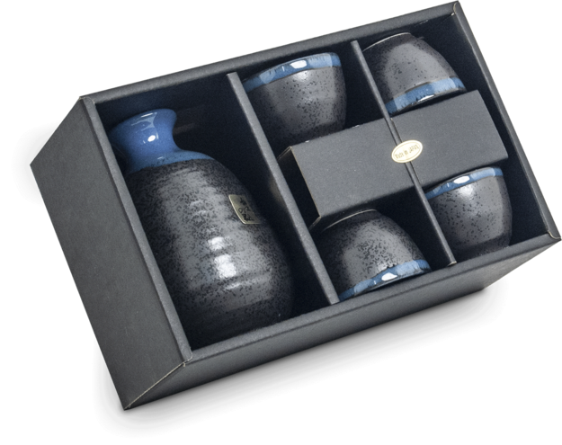 Sake Set (5 pieces) black-blue