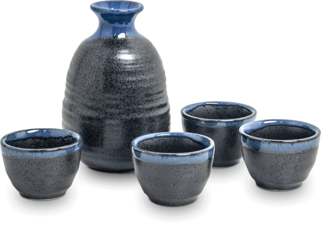 Sake Set (5 pieces) black-blue